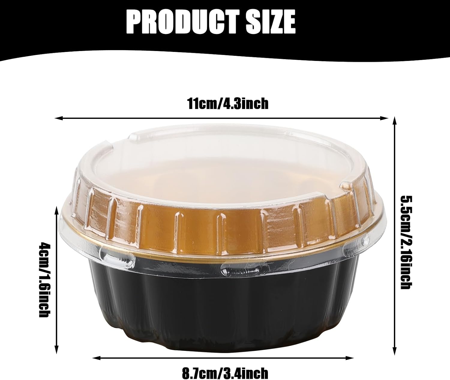 Aldernest 100 Pcs 8 oz Aluminum Foil Cup with Lids Disposable Ramekins with Lids Disposable Ramekin Baking Cups Foil Cupcake Containers for Wedding