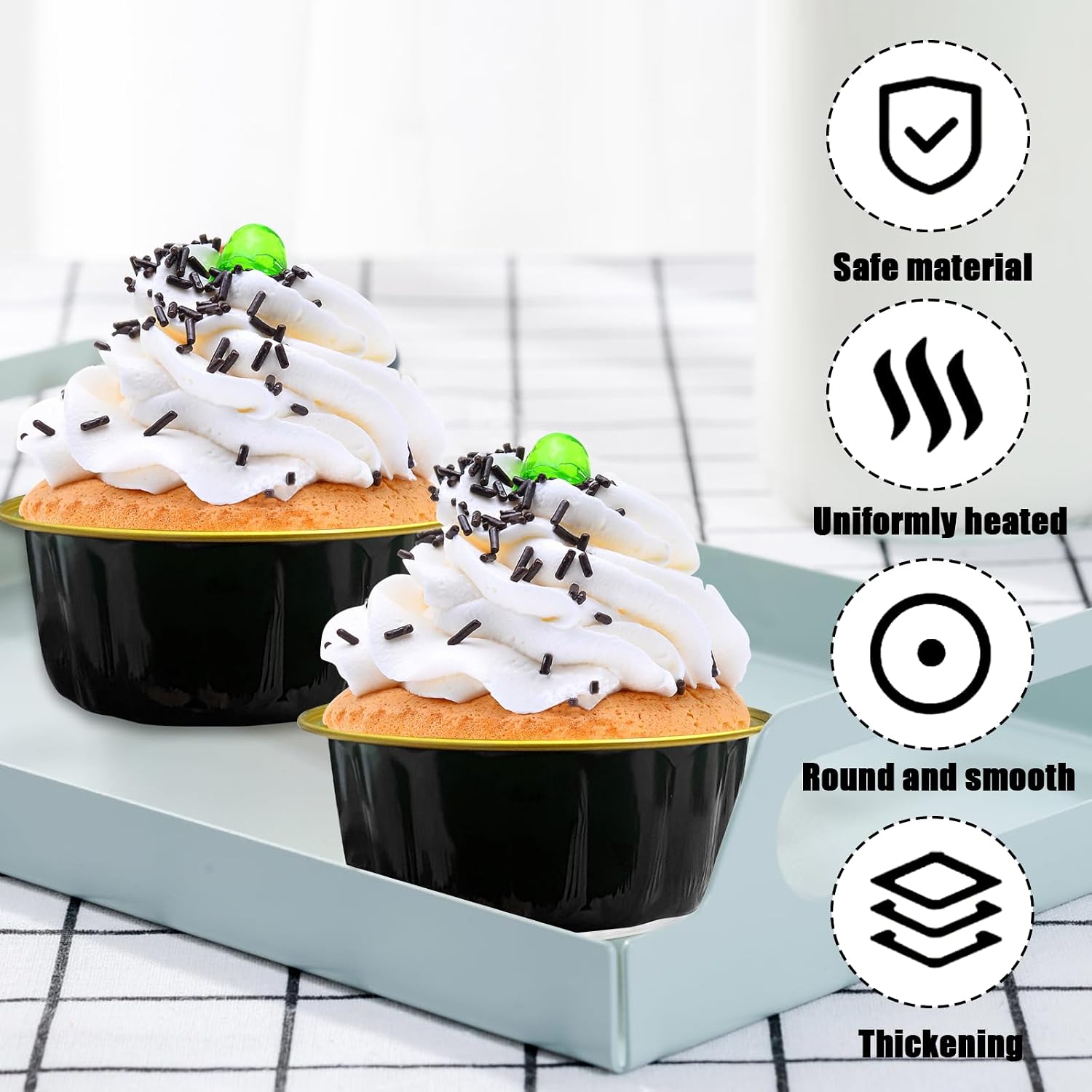 Aldernest 100 Pcs 8 oz Aluminum Foil Cup with Lids Disposable Ramekins with Lids Disposable Ramekin Baking Cups Foil Cupcake Containers for Wedding