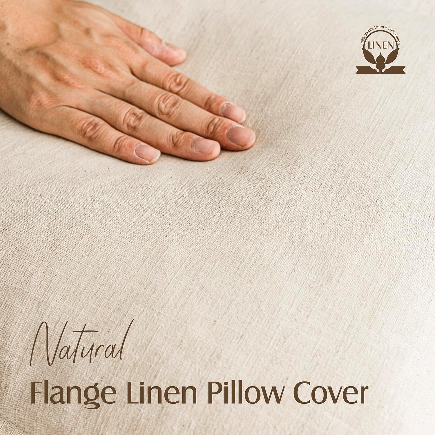 VelloHome Linen Solid Decorative Throw Pillow Covers 20x20 Natural Beige