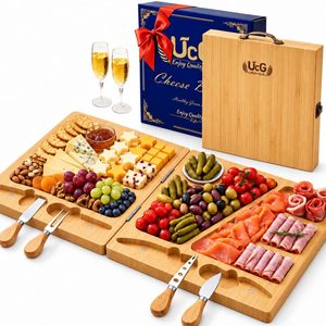Aldernest Beautiful Gift Bamboo Charcuterie Boards: Folding Easy Storage, Large, 3 pounds, Natural