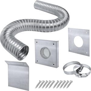 Aldernest Pellet Stove Fresh Air Intake Kit, 2" Outside Cold Air Kit for Pellet Stove, 2.09 pounds, Silver