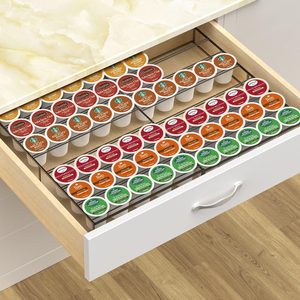 Aldernest Coffee Pod Holder Drawer, Expandable K Cup Holder Compatible with Keurig K-Cup, Black