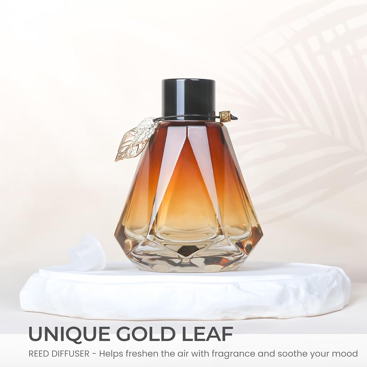 Aldernest Reed Diffuser Set - 4 Empty Bottles with 20 Sticks, Delicate Gold Leaf Decor, 0.88 kg