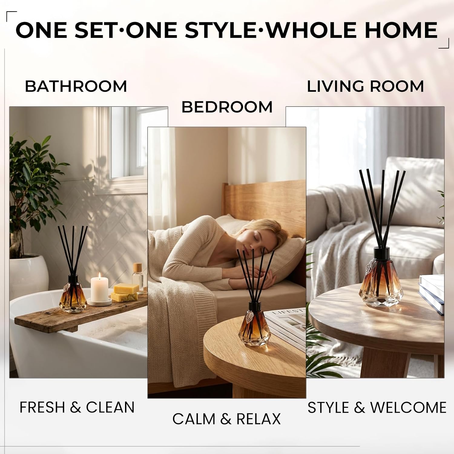 Aldernest Reed Diffuser Set - 4 Empty Bottles with 20 Sticks, Delicate Gold Leaf Decor, 0.88 kg
