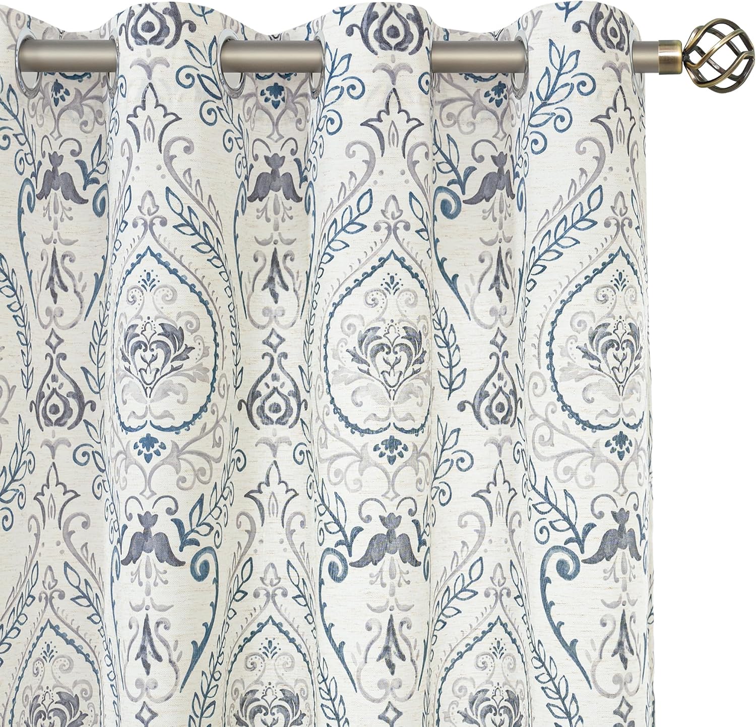 Aldernest Vintage Linen Curtains for Living Room 84 inch Length 2 Panels Set, 1.17 kg, Greyish Blue