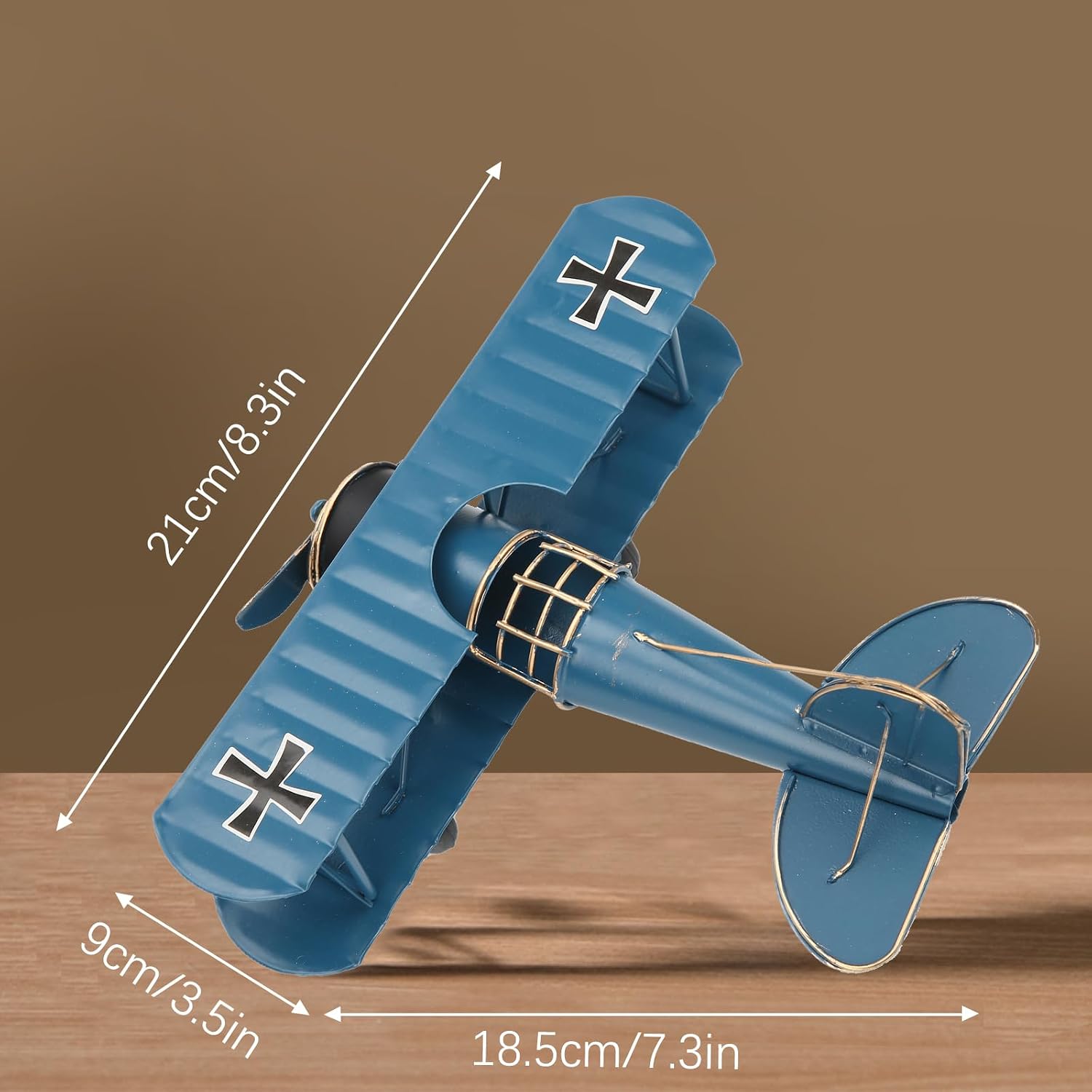 Ashenby Airplane Decor, Vintage Metal Boy's Room Props Desktop Decoration, 0.19 kg, Blue