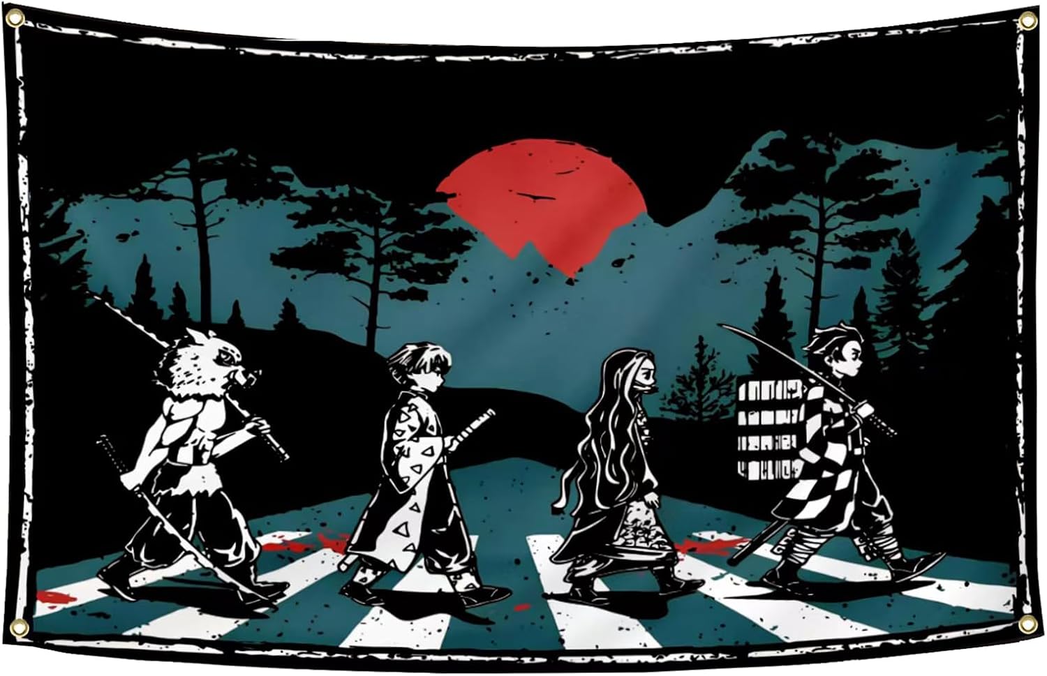 Ashenby Anime Tapestry 3x5Feet Funny Flag Banner Wall Hanging Wall Décor for Dorm Bedroom Home Décor, 3.84 ounces, 36"L x 36"W, Black