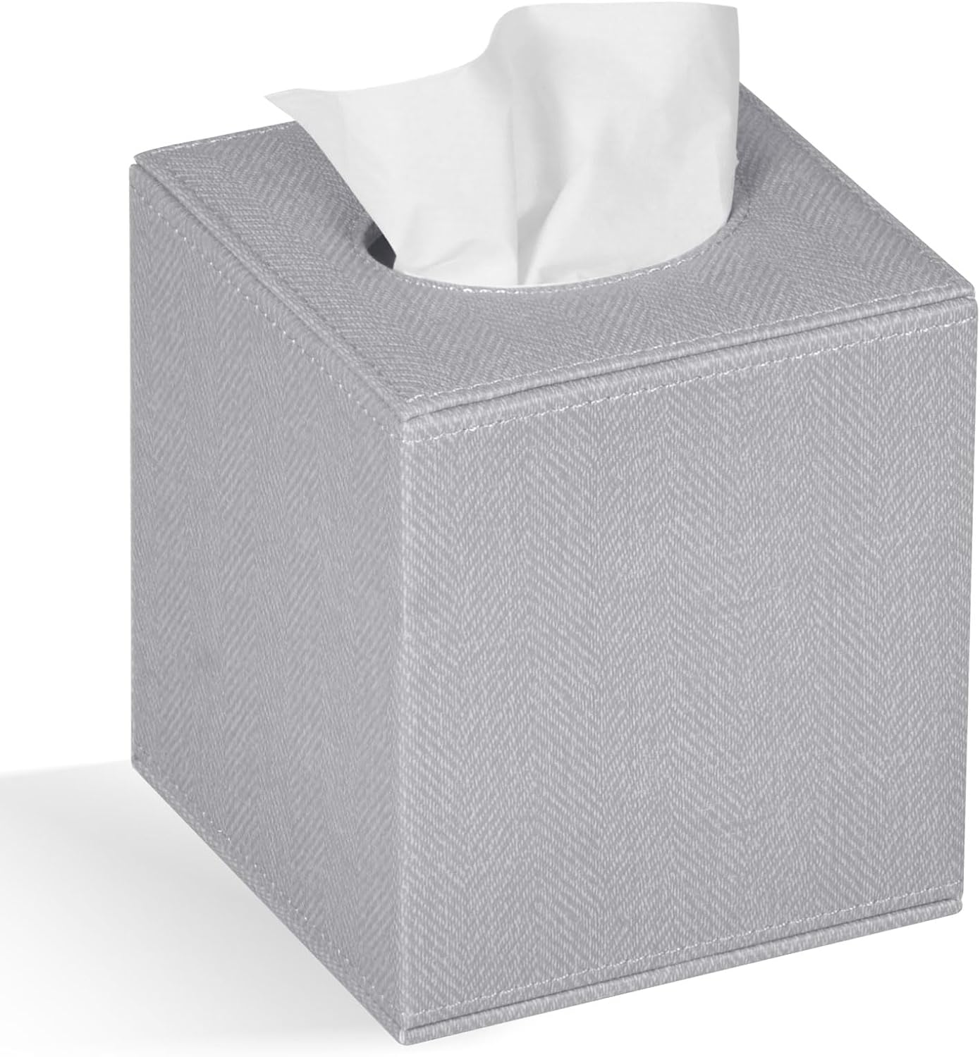 Barleyfield Tissue Box Cover Square Tissue Box Holder for Bathroom, Grey