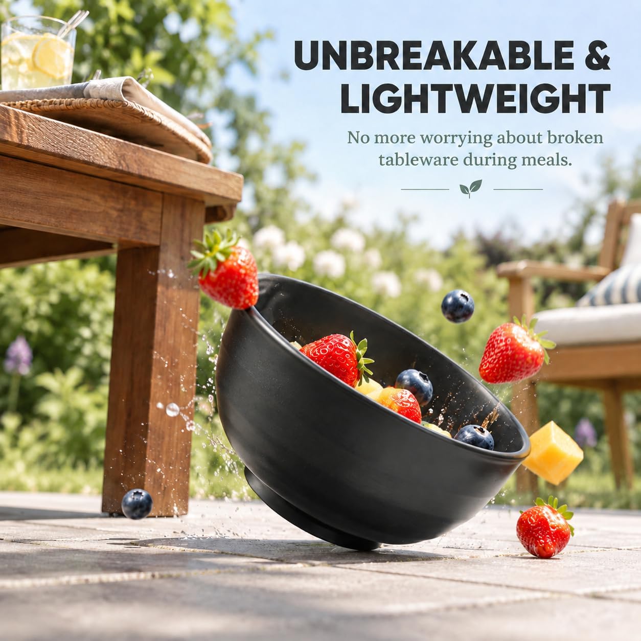 Ashenby 60oz Wheat Straw Bowls, Large Salad Bowls Set of 6, Black