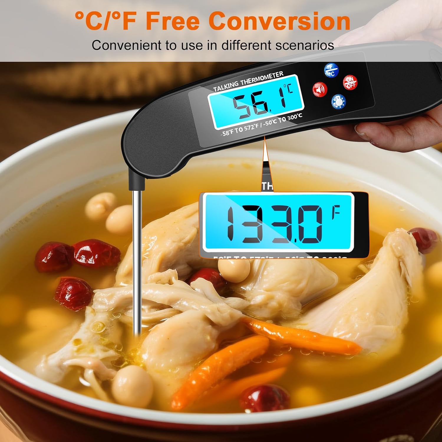 Aldernest Digital Talking Thermometer for The Blind, Black