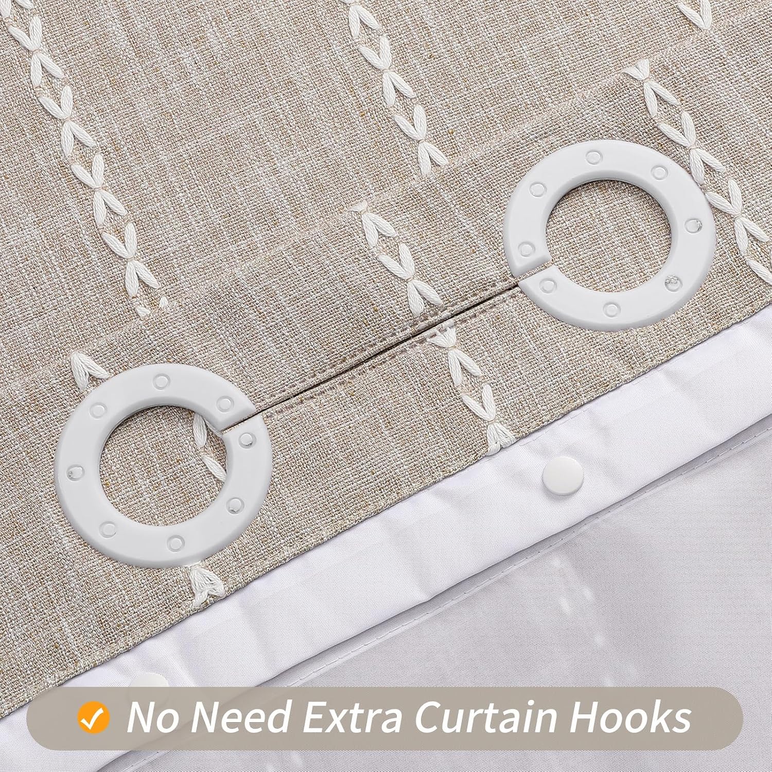 Aldernest No Hook Boho Farmhouse Linen Shower Curtain Taupe 72x74, 1.8 kg