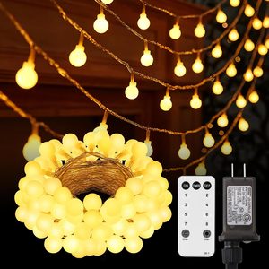 Maplewick 200Led Globe String Lights, Plug in 8 Modes with Remote Control, 75FT, Warm White