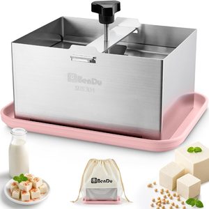 Aldernest Tofu Press Stainless Steel, Tofu Maker and Paneer Press with Cloth, Pink, 0.94 kg, Stainless Steel Standard