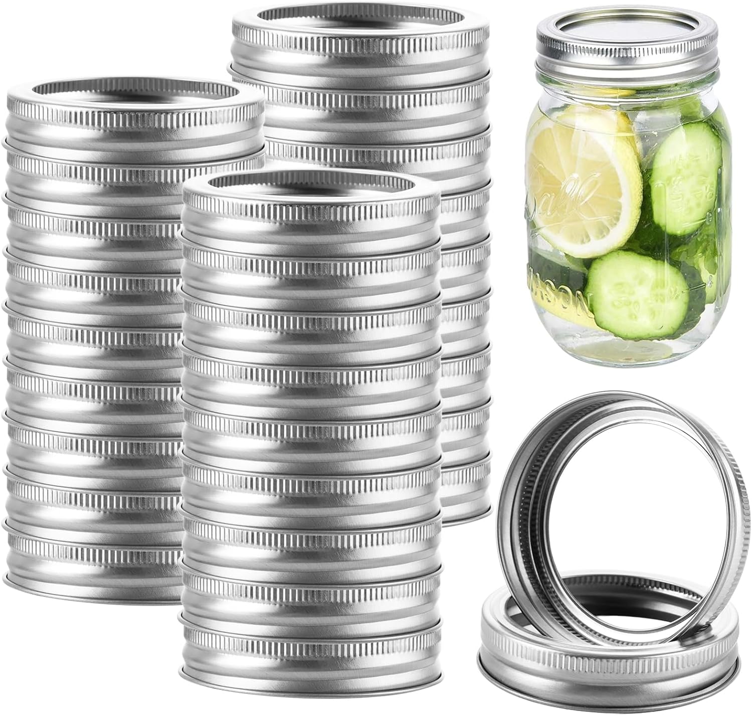 Birchmont 50PCS 70mm Regular Mouth Canning Rings, Silver Mason Jar Rings Regular Mouth, 4.8 ounces