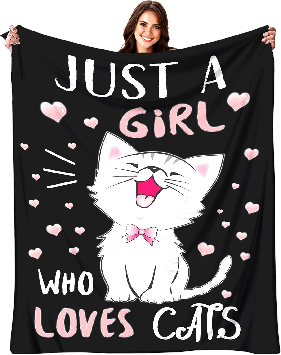 Brackenly Cat Blanket Gifts for Women Cat Gifts for Cat Lovers Soft Flannel Kawaii Cat Throw Blanket 50"x40"