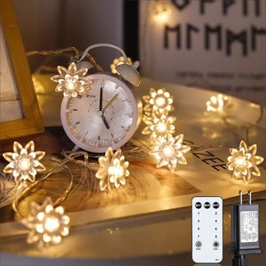 Quillstone 59 Ft 100 LED Flower Fairy Lights with Remote Timer, Warm White
