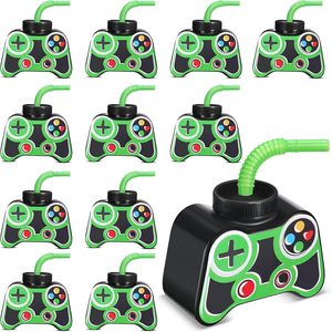 Aldernest 12 Pcs Plastic Video Game Party Favors Goodie Cups 10oz, Green, 1.4 pounds, Medium