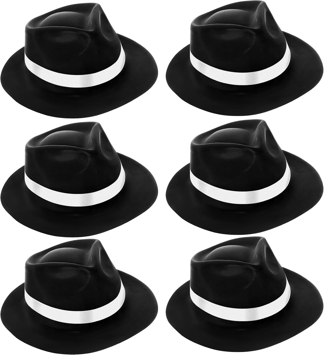 VelloHome 6 Pcs Gangster Hat Plastic Gentlemen Hats Gangster Costume for Adult 1920s Accessories Party Decorations Men Women
