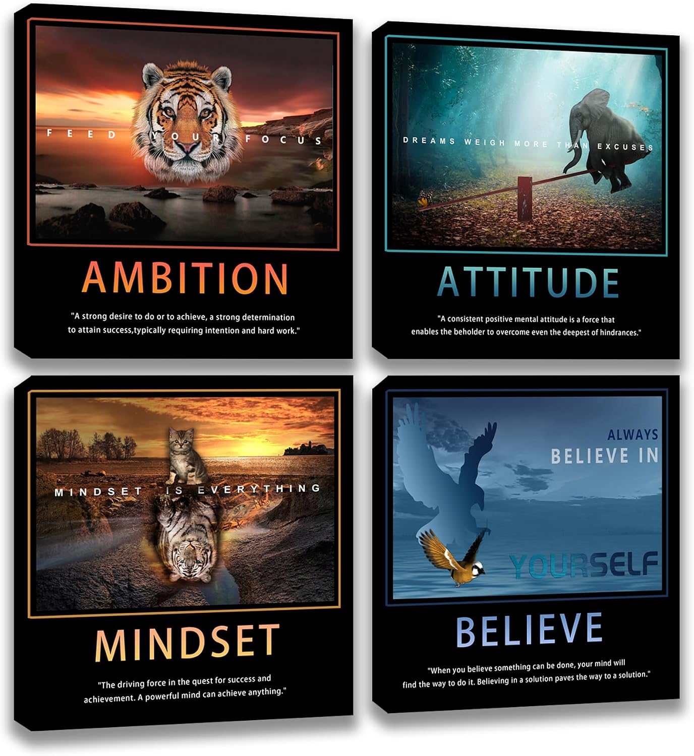 Aldernest Motivational Wall Art Inspirational Canvas Poster Print Modern Inspiring Entrepreneur Quotes Animals Painting Picture Office Wall Decor