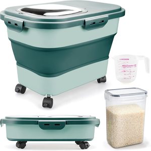 Aldernest Rice Storage Containers, 16 inches (L) x 17 inches (W) x 4 inches (H), Green