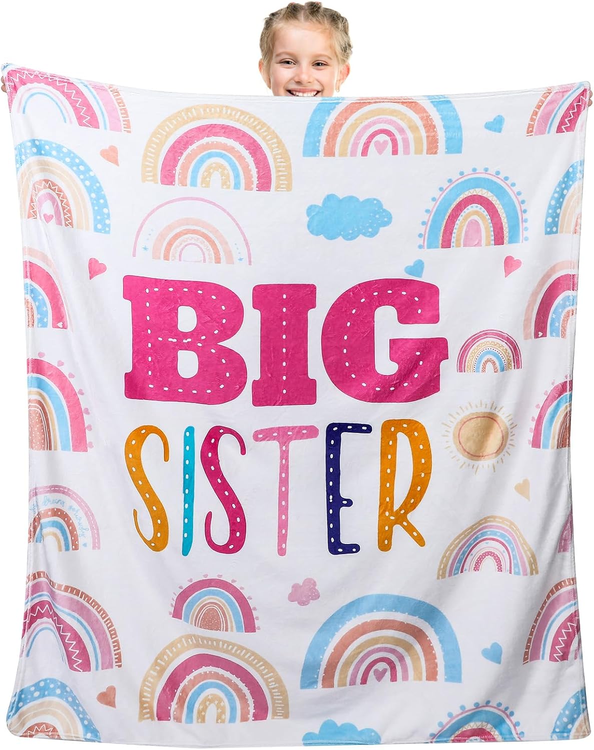 Ashenby 60"x 50" Sister Blanket Gift Big Sister Gifts for Girl Baby Shower, Full