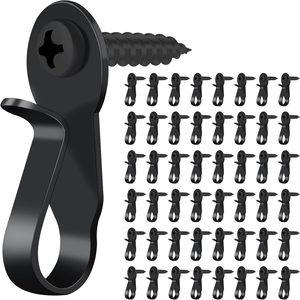 Brackenly 48 Pack String Light Hooks, Stainless Steel Screw Christmas Light Clips, Black