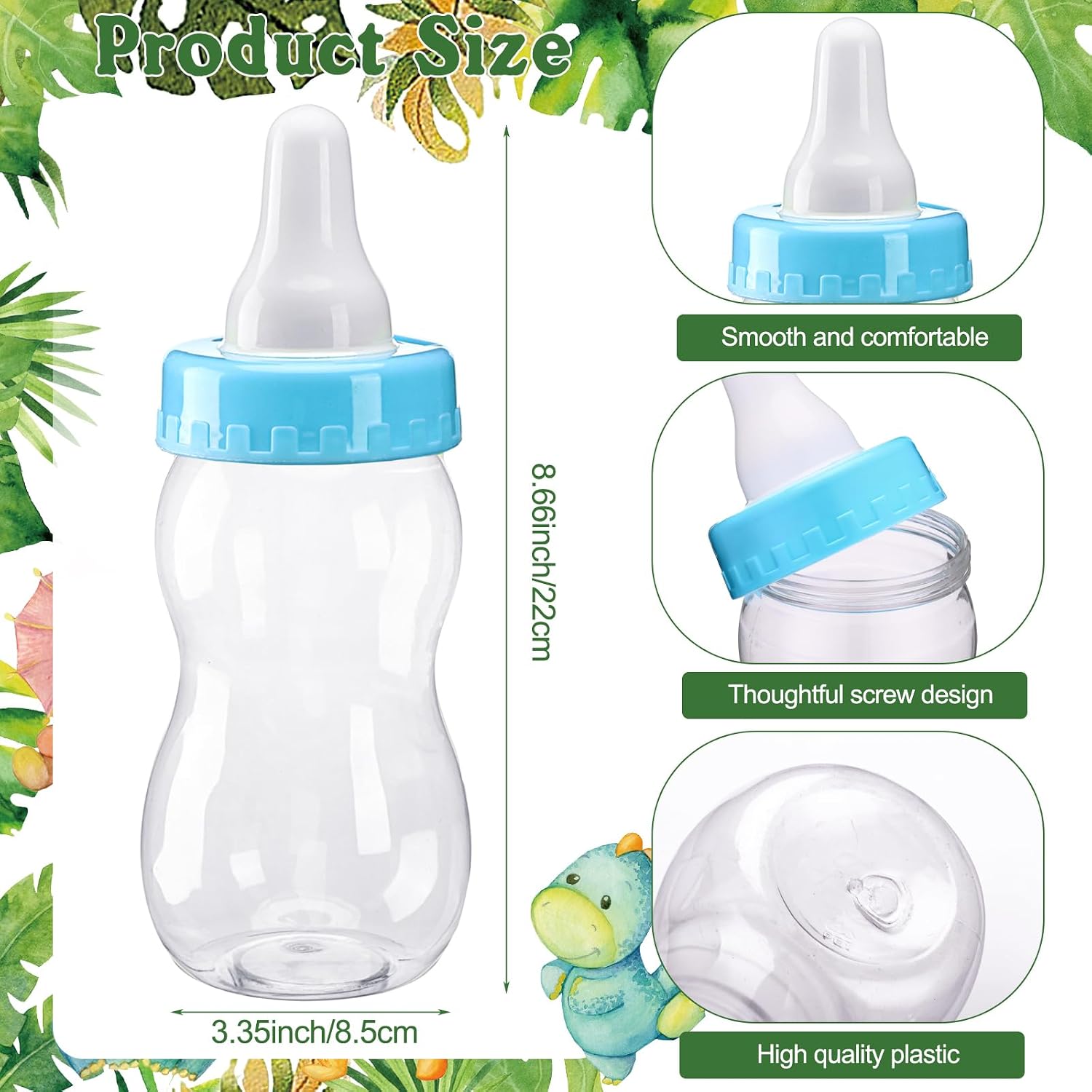 NestlyCo Dinosaur Style Baby Shower Guess How Many Pacifiers Game Favors, Green, Brown, Orange