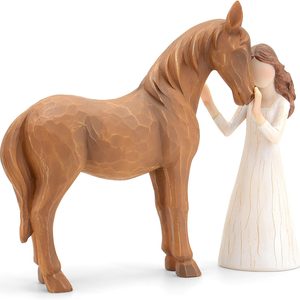 Quillstone Horse Gifts for Women - Women Embraces Horses Figurine, Horse and Girl
