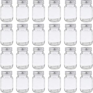 Barleyfield 2oz Mason Jar with Silver Lid for Honey Jam Spice Pack of 24 Sets