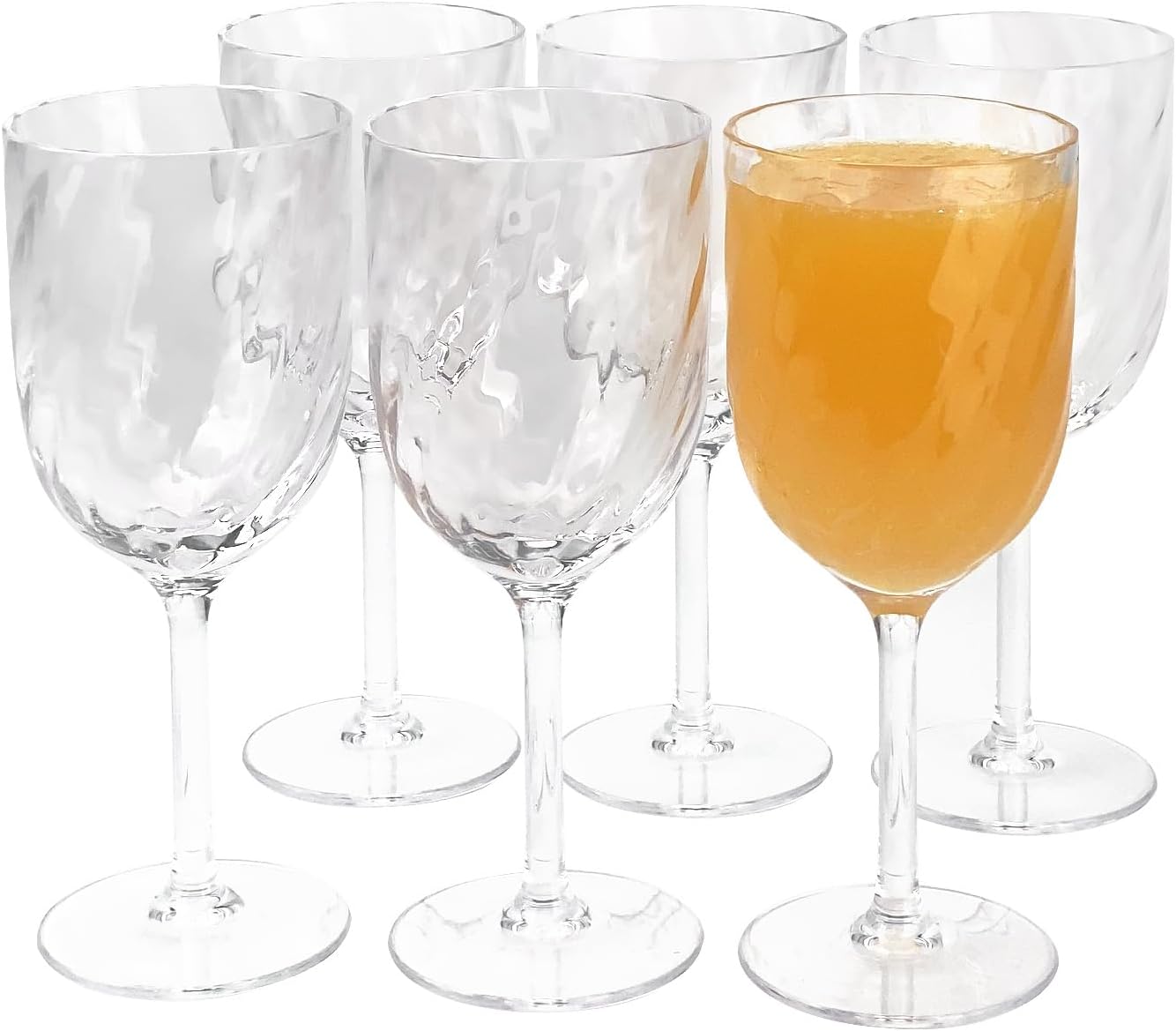 Aldernest Set of 6 Unbreakable 12 oz Acrylic Plastic Wine and Water Tumbler Stackable Goblets., 15 oz, Clear