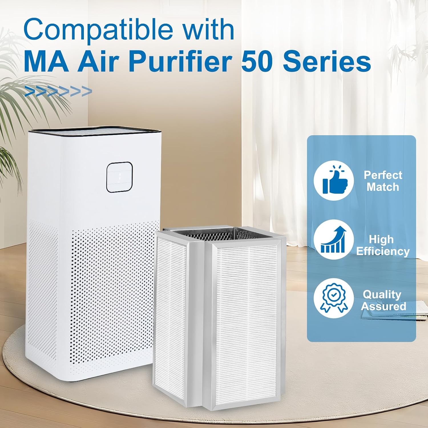 Birchmont 50 Replacement Filter, Compatible with MA Air Purifier 50 Series, 2 Count