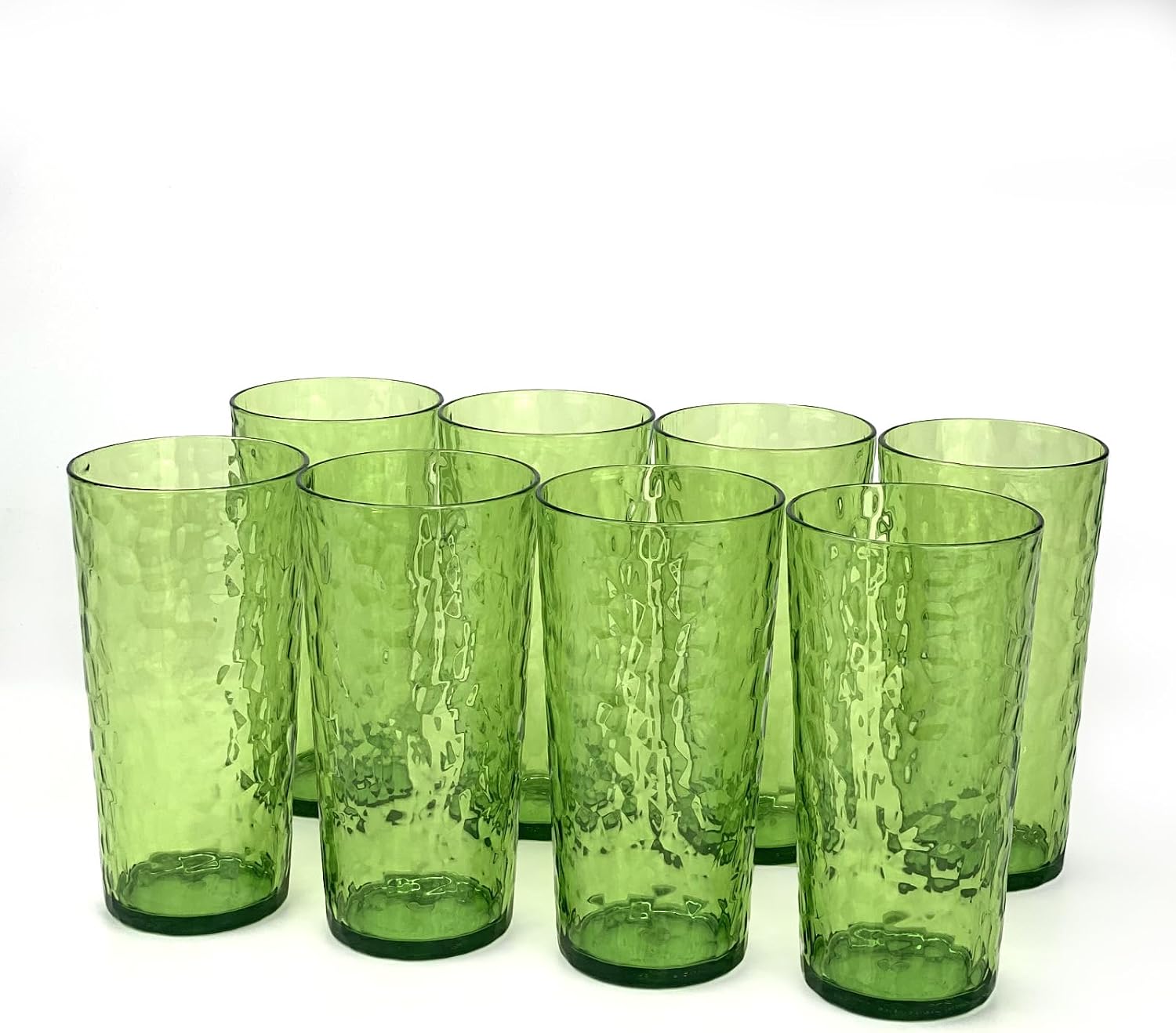Aldernest 24-Ounce Plastic Tumbler Acrylic Drinking Glasses, Reusable Plastic Cups, large, Green, 8 Count