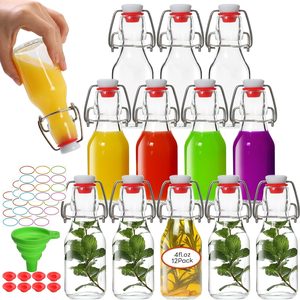 Ashenby 4oz Swing Top Glass Bottles 12-Pack with Airtight Lids, 1.86 kg, Transparent