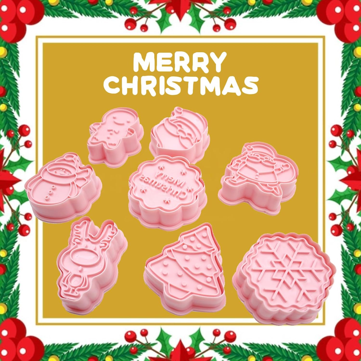 Aldernest 24pcs Chrismas Cookie Cutters Stamps Biscuit Baking Tools Embossing Cookie Molds