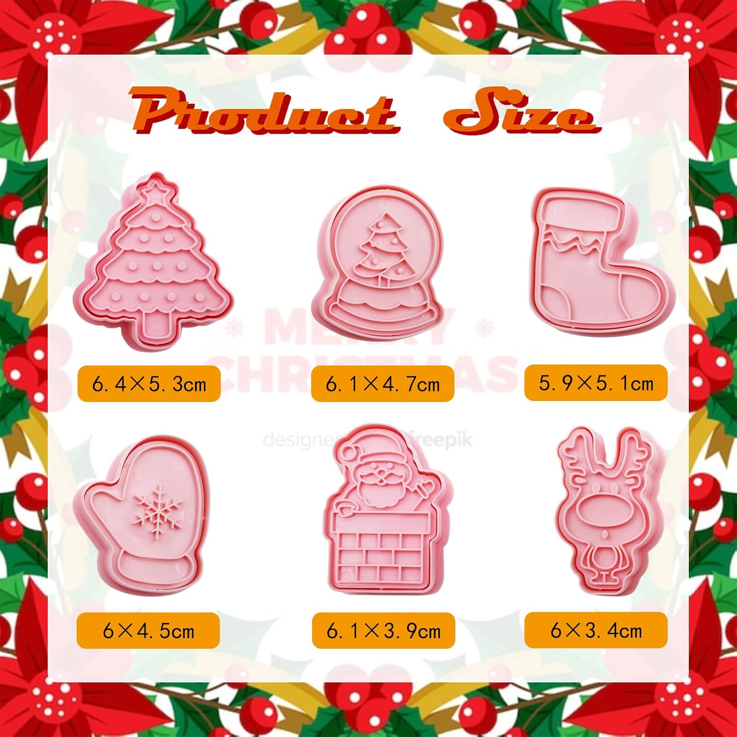 Aldernest 24pcs Chrismas Cookie Cutters Stamps Biscuit Baking Tools Embossing Cookie Molds