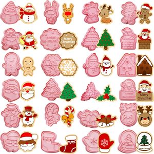 Aldernest 24pcs Chrismas Cookie Cutters Stamps Biscuit Baking Tools Embossing Cookie Molds