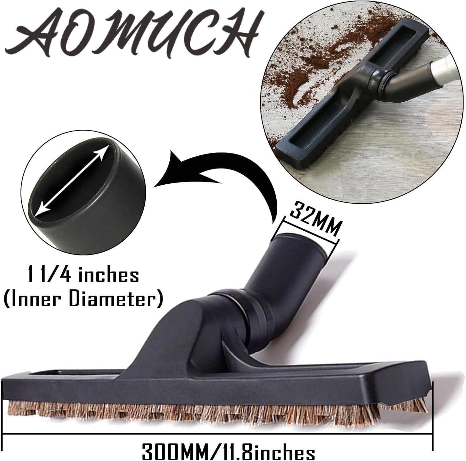 Aldernest 1/4"/32mm Universal Vacuum Brush Attachment 360° Swivel Floor Tool, 6.4 ounces