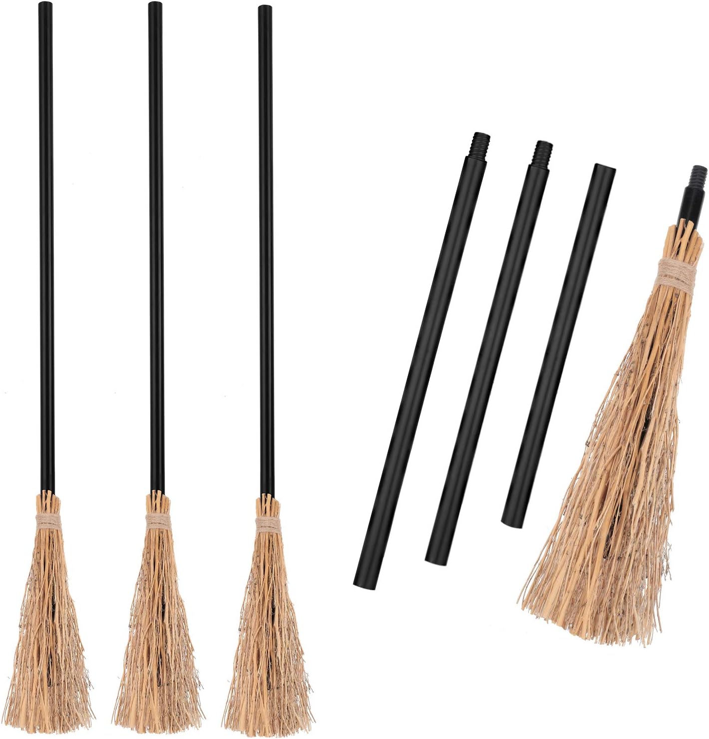 Brackenly 3 Pcs Halloween Witch Broom 52" Plastic Detachable Witch Broom