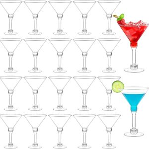 Birchmont 40 Pack Mini Plastic Martini Glasses, 5oz, Clear-Tall