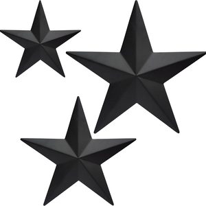 Quillstone 6" 9”12" (3pieces Black Barn Star Wall Decor, 7.68 ounces