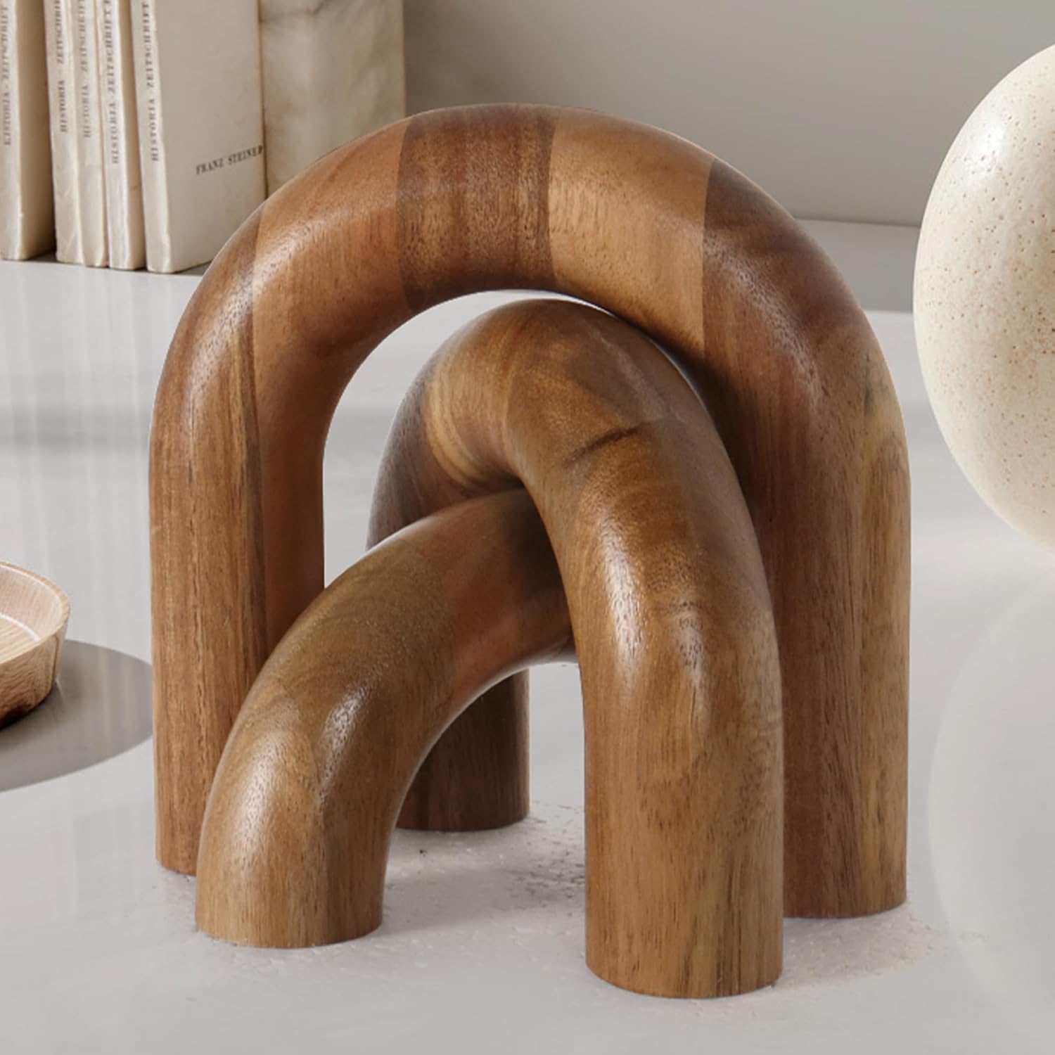 Ashenby 3 Pcs Wood Shelf Decor Aesthetic, Modern Aesthetic Home Decor Accent, 1.2 pounds, Large, Brown