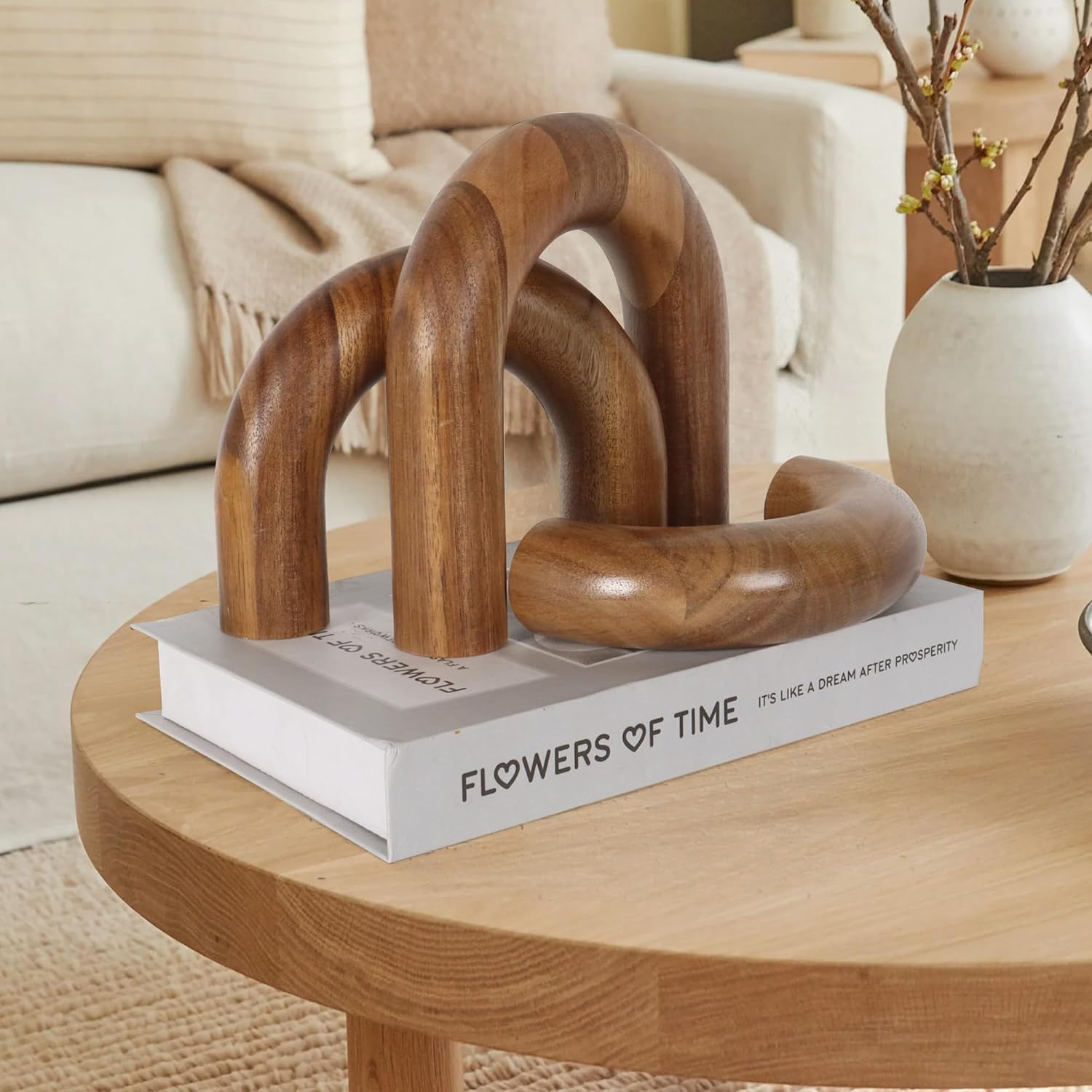 Ashenby 3 Pcs Wood Shelf Decor Aesthetic, Modern Aesthetic Home Decor Accent, 1.2 pounds, Large, Brown