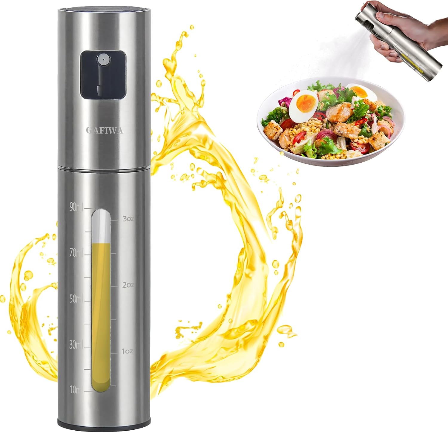 Ashenby Advanced Olive Oil Sprayer for Cooking, Kitchen Avocado Oil Spray Bottles, 0.2 kg, Silver