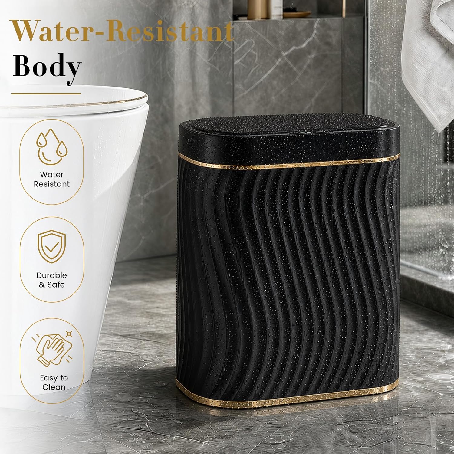 Aldernest Bathroom Small Trash Can with Automatic Touchless Lid, 1.04 kg