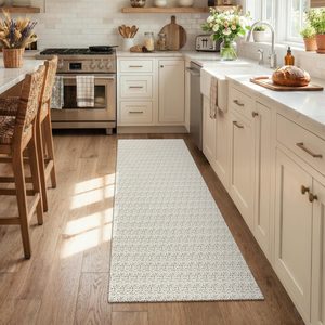 Aldernest Hallway Runner Rug 2x6 Kitchen Runner Rugs Non Slip Rubber Backed Tan Cotton Carpet Washable Farmhouse Rug Runners for Hallways Boho Floor