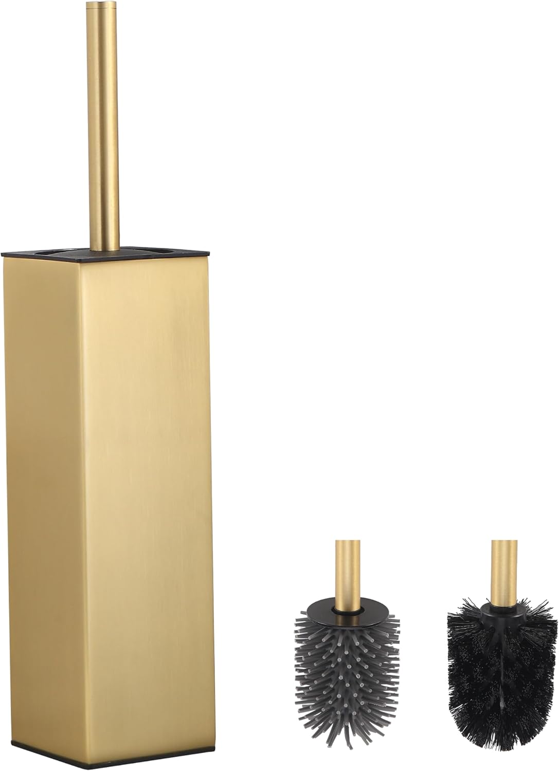 Aldernest Toilet Brush and Hoder Set Brushed Gold Freestanding for Bathroom, 0.67 kg