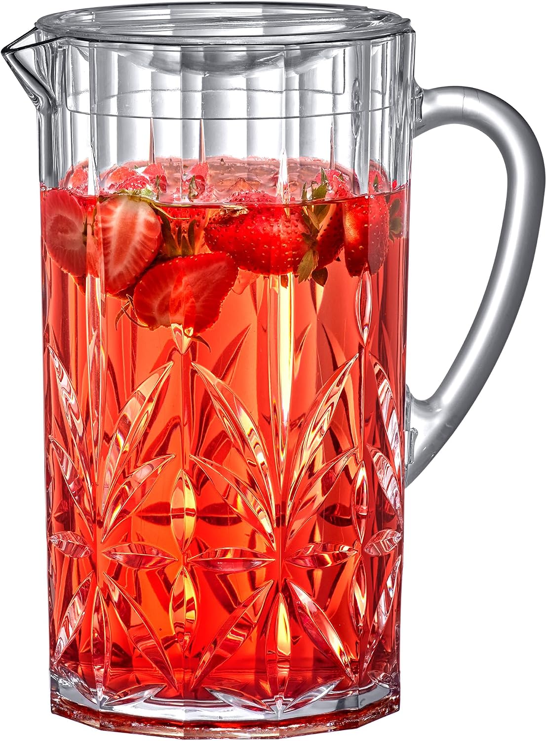 Barleyfield Stately - Acrylic Pitcher, Clear Plastic Water Pitcher with Lid, Fridge Jug, 1.6 pounds