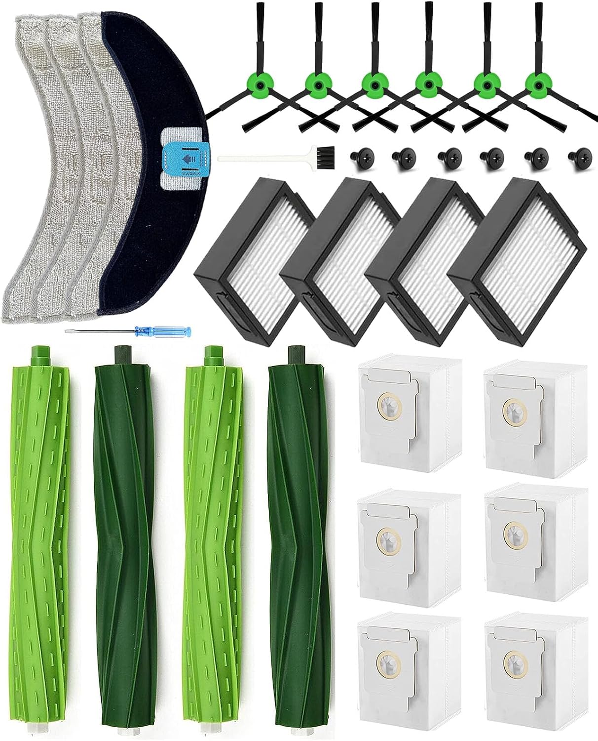 Aldernest 26Pack Replacement Parts for iRobot Roomba Combo J7+/ Combo 10 Max/Combo J9+ Robot Vacuum Cleaner : 4 Rubber Brushes+4 Mopping Pads+4 HEPA