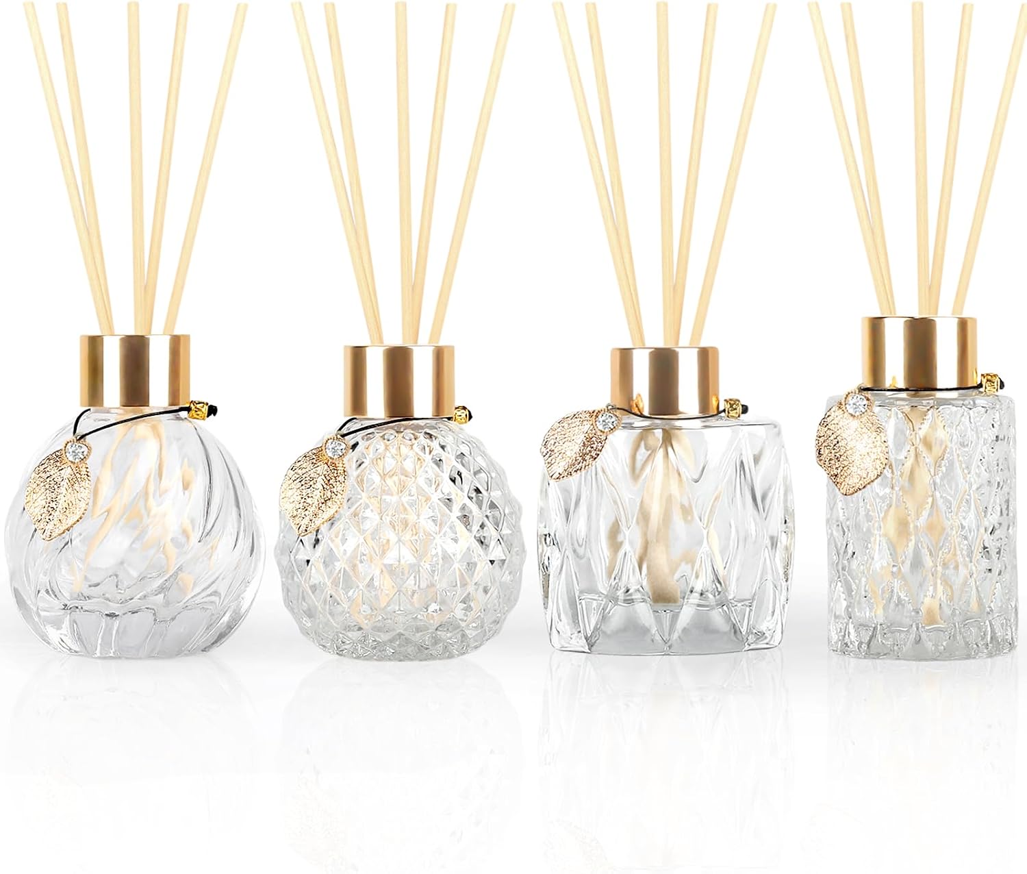 Aldernest 4-Piece Reed Diffuser Set with Metal Golden Decoration, 0.85 kg