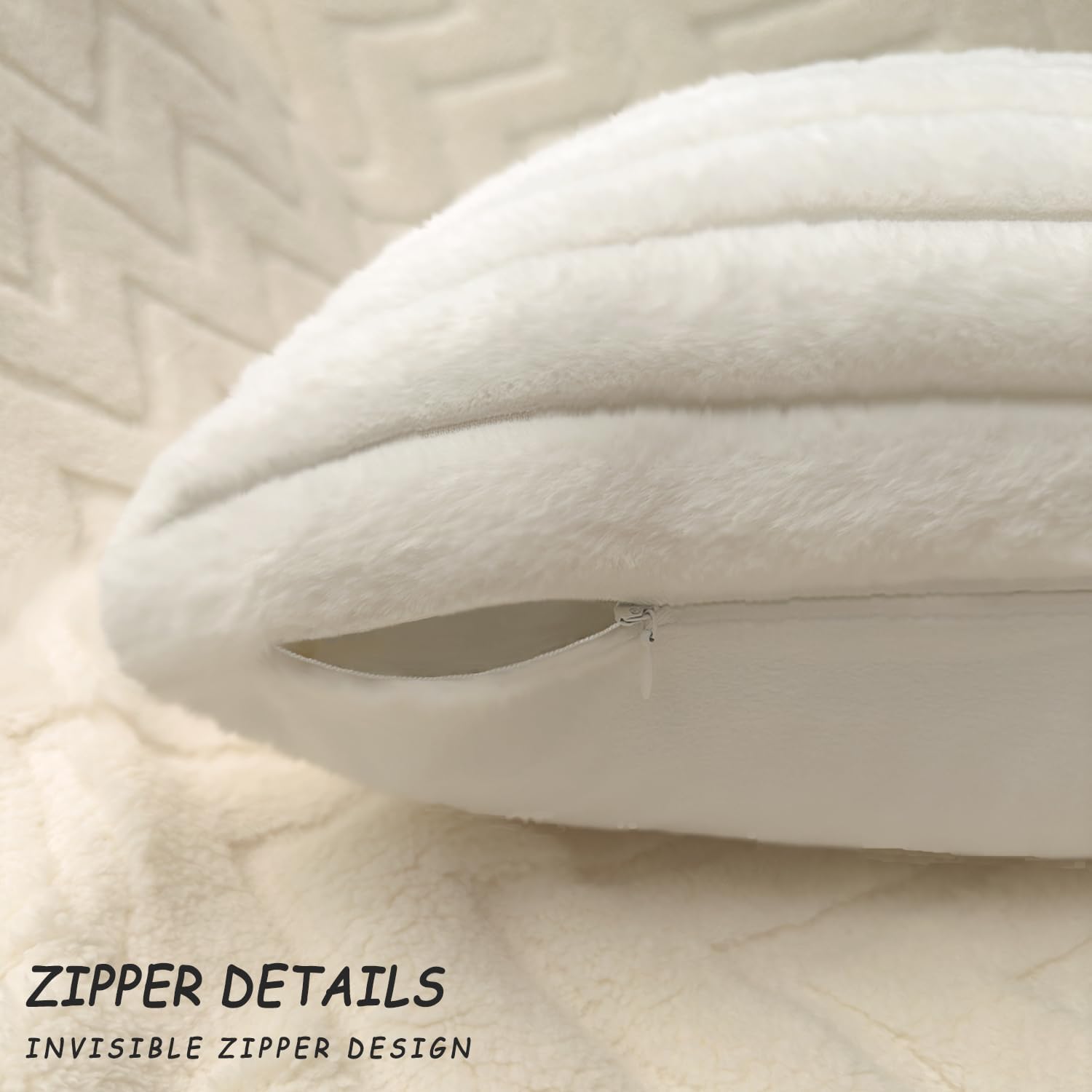 Aldernest 4 Pack 18x18 Pillow Cover Velvet Pillow Covers, Cream White